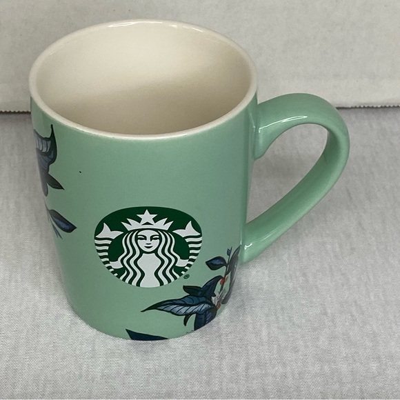 Starbucks 2021 Mint Green Floral Leaves Mermaid Logo Coffee Teacup Mug 10oz. - Picture 2 of 13